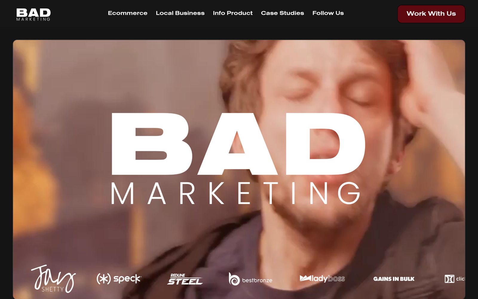 Homepage of BAD Marketing