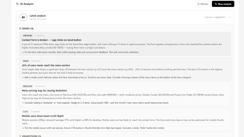 Website heatmap powered by Microsoft Clarity AI insights