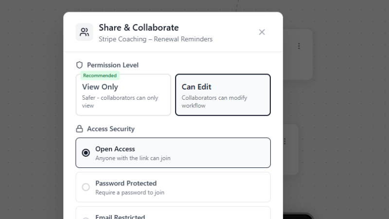 Workflow collaboration mode for teams