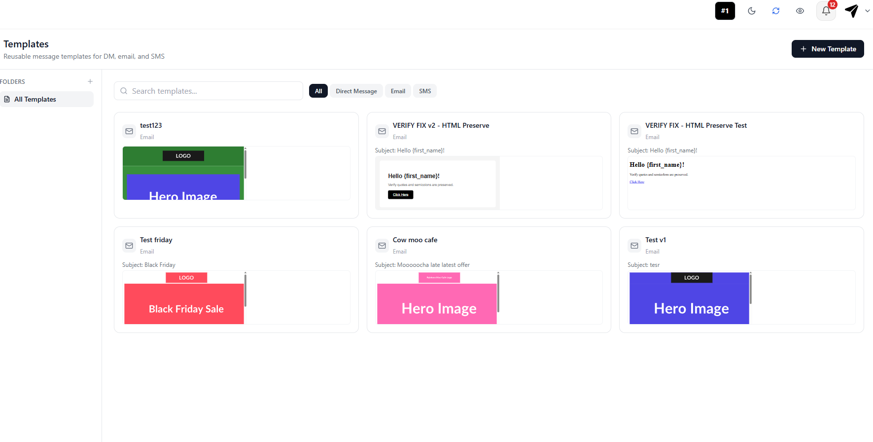 Email templates library in Inflowave