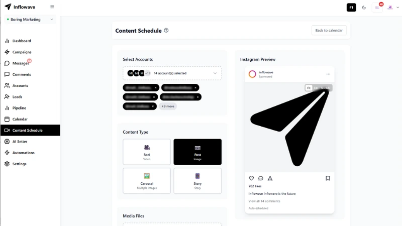 Instagram Content Scheduling Dashboard - Schedule Instagram Posts, Stories, and Reels in Advance