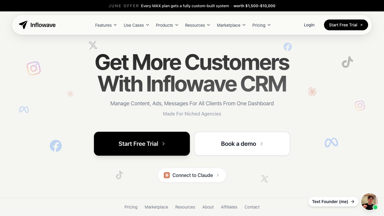 A social CRM threads DMs, comments and pipeline context in one inbox, where a scheduler only sees the post